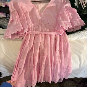 Showpo tie Pink Ruffle Dress